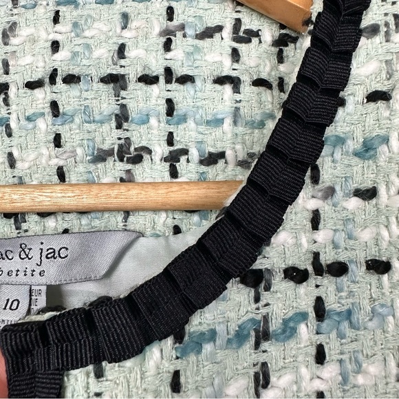 Mac & Jac Anthropologie Tweed Jacket Blazer Black Ribbon Trims Women Medium - Picture 6 of 12